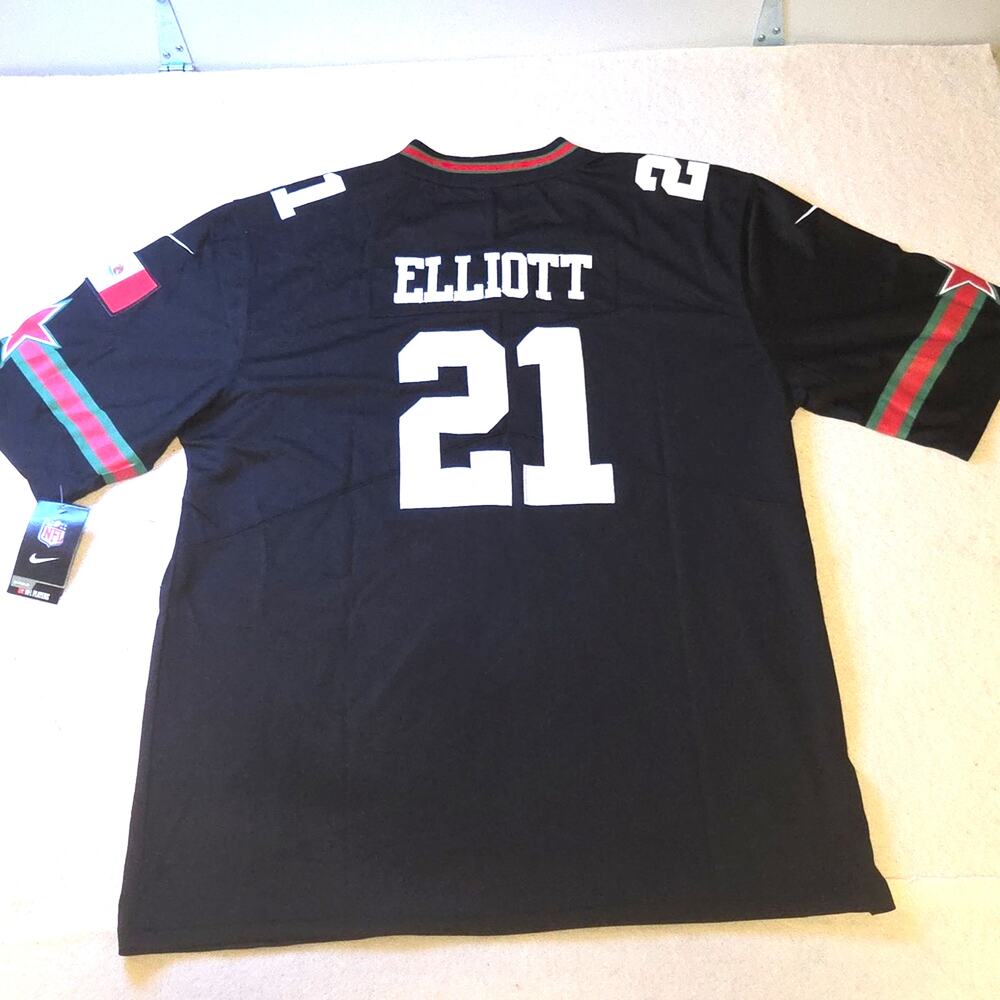 Ezekiel Elliott Cowboys 21 Nike Mexico Heritage Black Game Jersey